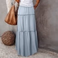 thumbnail image 7 of Kixjoy Womens Maxi Skirt Elastic High Waisted Maxi Skirt Lounge Drawstring A-Line Tiered Skirt Vacation Basic Cozy Fashion Skirts for Women, Sky Blue XL, 7 of 7