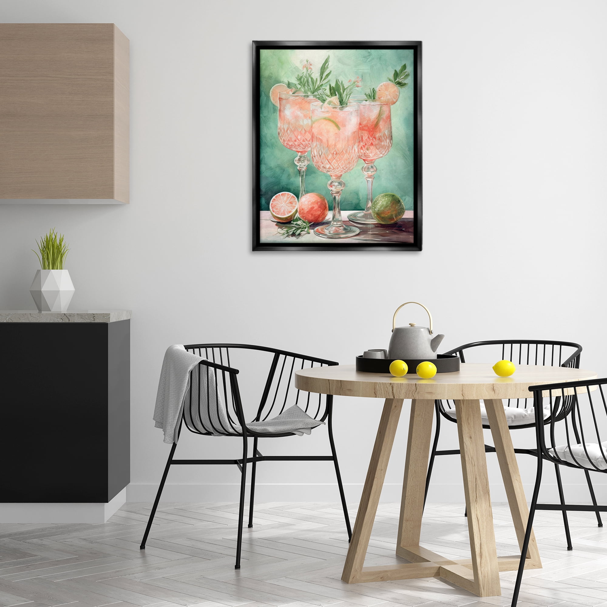 Stupell Industries Pastel Grapefruit Cocktails Food & Beverage Painting Black Floater Framed Canvas Art Print Wall Art, 25 x 31