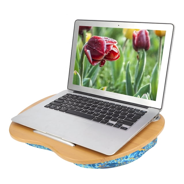 Cloth Cover Laptop Table, Soft Small In Size Practical Beautiful Laptop Cushion Desk, for Outdoor Travel Office Staff Colorful,Flower-Pattern,Ocean Green
