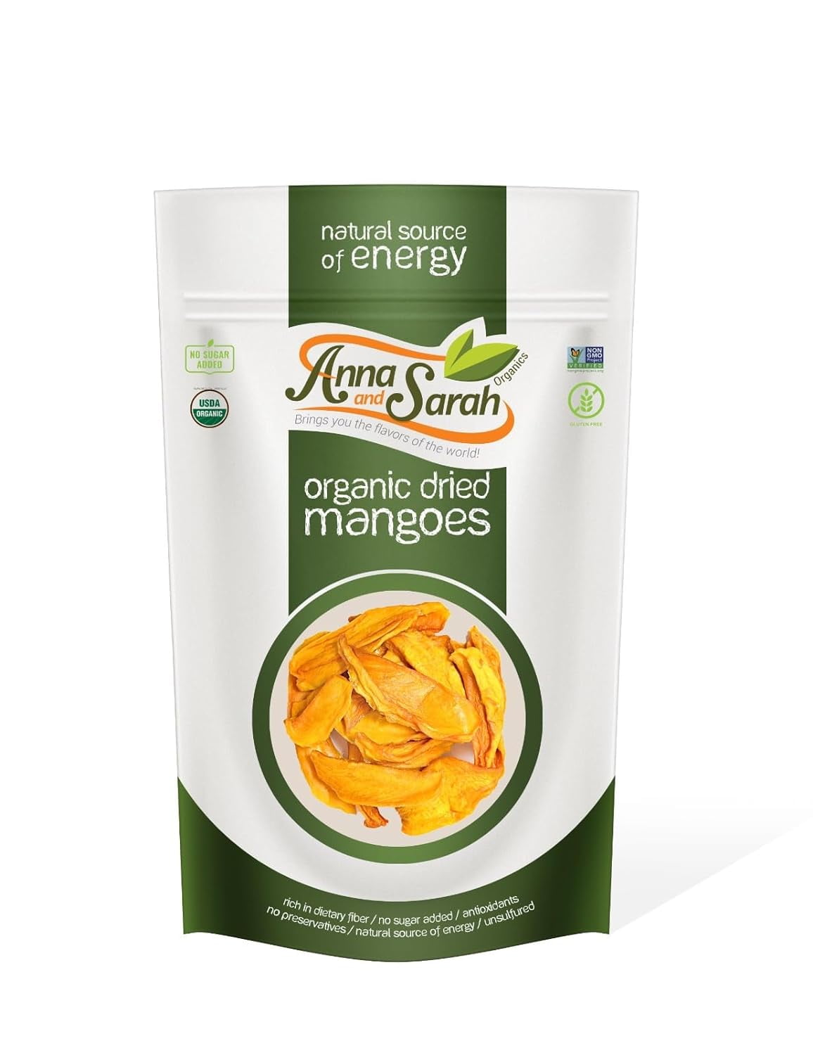 Anna and Sarah Organic Dried Mango, No Sugar Added Natural Snacks, 2 Lbs