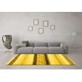 thumbnail image 3 of Ahgly Company Machine Washable Indoor Round Abstract Yellow Contemporary Area Rugs, 5' Round, 3 of 4