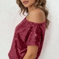 thumbnail image 6 of Ounisa Sparkly Tops for Women Bell Sleeve Off Shoulder Top Sequin Concert Outfits, 6 of 9