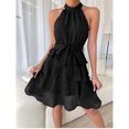 thumbnail image 3 of EASYBRAUS Women Halter Lace Tiered Summer Dress Sleeveless Elegant Party Dress, 3 of 5