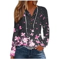 thumbnail image 2 of Aobny Flowers Cute Summer Tops for Women Pink Eyelet Hoodie Long Sleeve Hooded Plus Size Summer Tops, 2 of 5