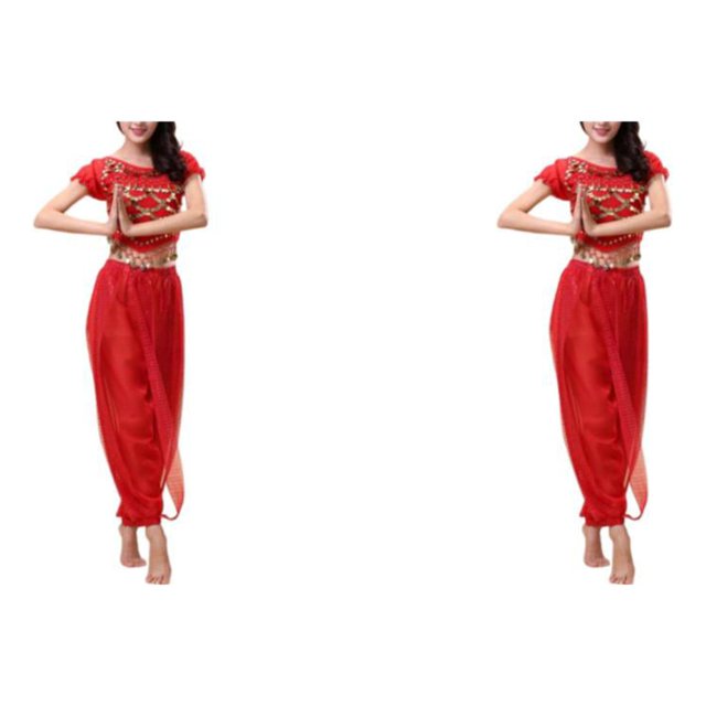 Sonducket Pantalones de danza del vientre indio, conjunto de disfraz de baile en la espalda, manga Sexy profesional para adultos, ropa de baile Type5 NO5