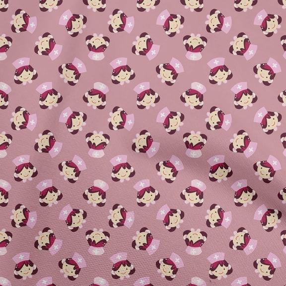 oneOone Cotton Jersey Dusty Rose Fabric Doctor Nurse print Fabric For Sewing Printed Craft Fabric By The Yard 58 Inch Wide-JO