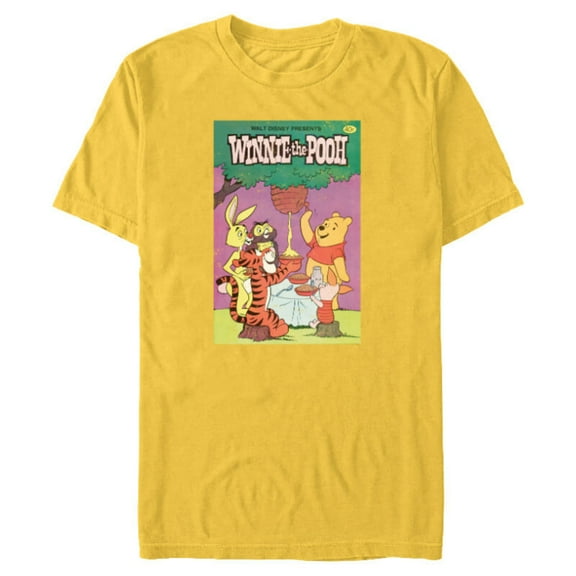 Disney Winnie The Pooh and Friends Retro Poster - Short Sleeve Blended T-Shirt for Adults - Customized-Yellow