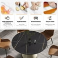 thumbnail image 6 of 53.15" Round Dining Table, Modern Artificial Stone Dining Table, Sintered Stone Dining Room Table with Black Panel, Beige Carbon Steel Base For Living Room, Kitchen, Restaurant, 6 of 9