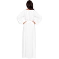 thumbnail image 5 of KOH KOH Long Sleeve Vintage Peasant Empire Waist Fall Winter Loose Flowy Fall Winter Casual Formal Abaya Tall Pleated Maxi Dress Gown For Women Ivory White X-Large US 14-16 NT103, 5 of 6