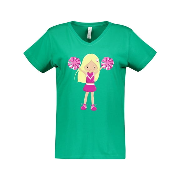Inktastic Cheerleaders, Girl With Blonde Hair, Pink Uniform Women's V-Neck T-Shirt