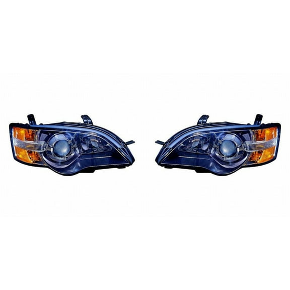 For Subaru Legacy Headlight Assembly 2005 Pair Driver and Passenger Side w/ Bulbs Black Housing DOT Certified Replacement For SU2502116