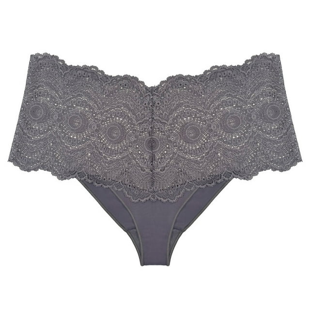 Bikini Ilusión para Dama, de Encaje Cintura Alta Gris Talla CH