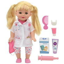 Lil Tots: Talking Doctor Playset - 14" Blonde Doll - Pink & White - Says 5 Phrases, 6pc Medical Care Accessories, Hard Body, Interactive Toy, Kids 3 