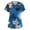#07Blue, variant on Ladies Cartoon Monkey Floral Printed Medical Scrub Tops V Neck Multi Pocket Short Sleeve Hospital Workwear Green 2XL