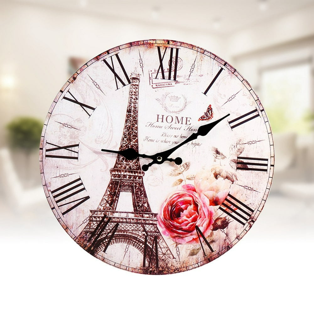 YLSHRF Eiffel Tower Clock,Antique Style Vintage Paris Eiffel Tower