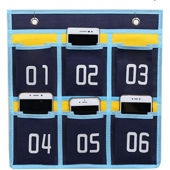 Cell Phone Holder for Classroom Calculator Hanging Organizer with 6 Pockets