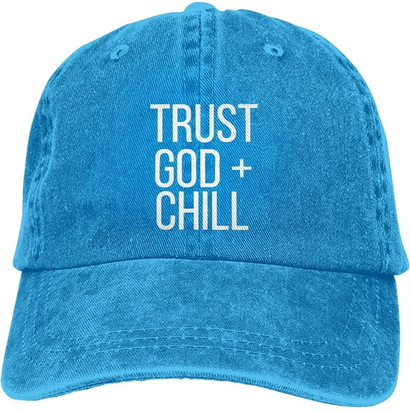 Trust God and Chill Hat Baseball Cap Adjustable Washable Cowboy Hat Fishing Hat Dad Sun Hat Snapback Hat for Unisex