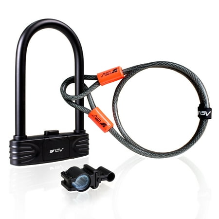 BV Bike Combination U-Lock with 4ft Flex Cable Set Anti Theft for Road Bike Mountain (Best Bike Lock For Road Bike)