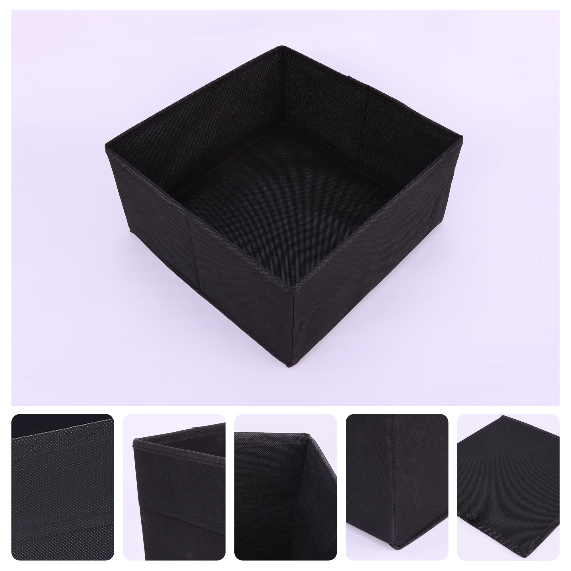 Unique Bargains Fabric Storage Cube Storage Bin Storage Basket Black 12*12*6in