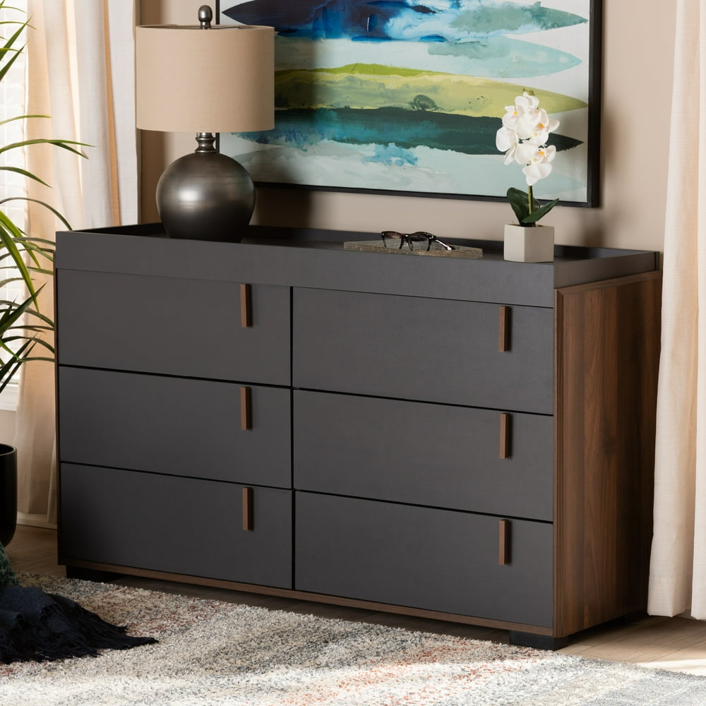 Baxton Studio Rikke Modern and Contemporary TwoTone Gray and Walnut