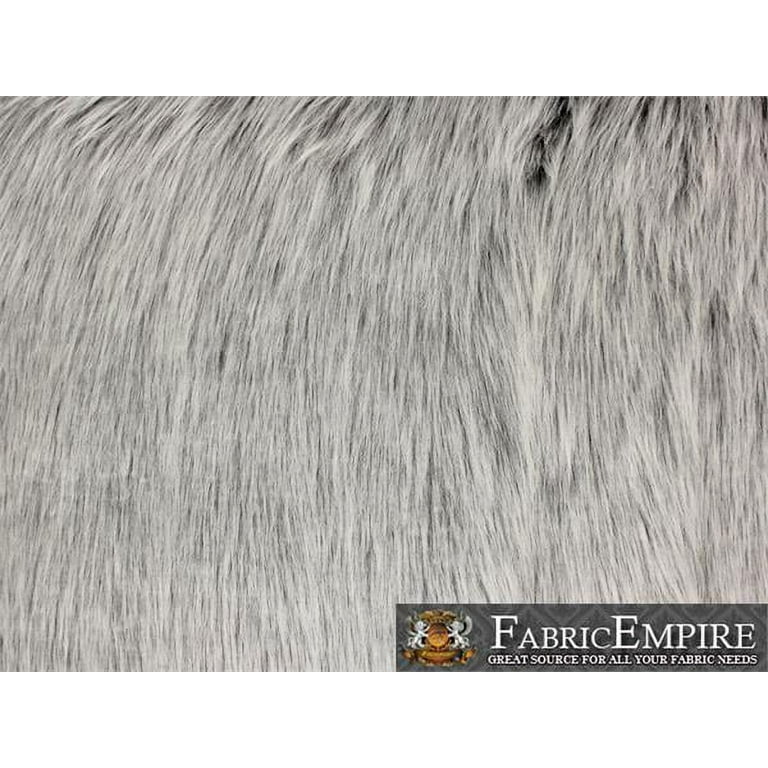 Low priced fake fur fabric by the meter, long hair, dark grey