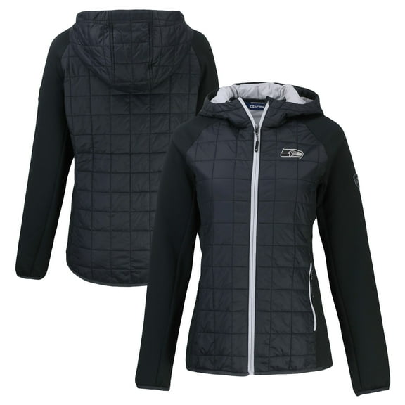 Women's Cutter & Buck Black Seattle Seahawks Rainier PrimaLoft Eco Hybrid Full-Zip Hoodie Jacket