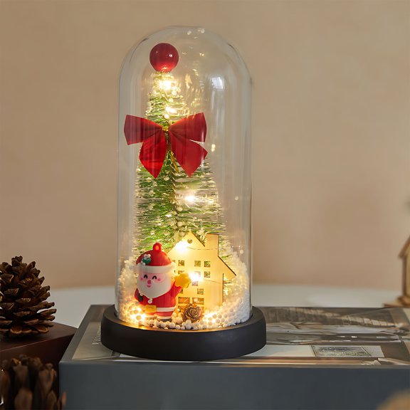 VOTRUDI Imitation Glass Cover Christmas Tree,Christmas Tree Clearance,LED Light Snowfall,Christmas Indoor Decor for Room Office Tabletop,D