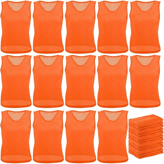 24 count Pinnies Scrimmage Vests Team Practice Jersey Nylon Mesh Pennies for Soccer Basketball