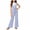 Blue, variant on YUANxueke Girls 2-Piece Striped Outfit Sets Sleeveless Crewneck Tie Front Tank Top & Wide Leg Pants Summer Fashion Clothes for 9-16 Years