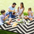 thumbnail image 4 of Black and White Lines Picnic Blanket Waterproof Beach Blankets Sandproof Large Mat with Storage Bag Camping Grass Travel Hiking Park 78"x78", 4 of 6