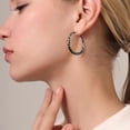 thumbnail image 4 of YOUNGYUE Black Hoop Earrings for Women, Gunmetal Braided Woven Large Oval Hoops, 30/40/50mm, 4 of 7