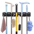 thumbnail image 1 of Wall Mount Broom Holder - Organizer Stainless Steel for Mop Dustpan Closet Tool Storage Utility Rack Kitchen Cabinet Door Hanger Black, 1 of 6