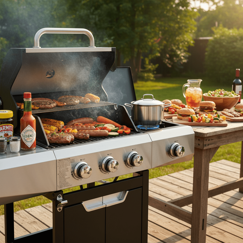 Seizeen 40,500 BTU Propane Gas Grill with Side Burner, Stainless Steel  3 Burner  Barbecue Grill Portable on Wheels, with Bottle Opener, for Camping Patio Outdoor Cooking