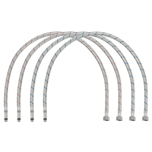 Conector de línea de suministro de grifo Uxcell de 32", G3/8 hembra x M10 macho, manguera de suministro de agua trenzada de acero inoxidable 304, paquete de 4