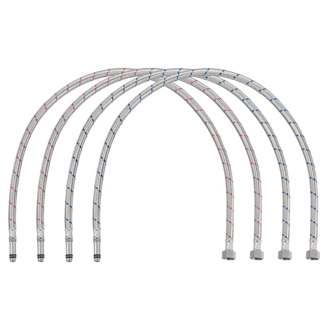 Conector de línea de suministro de grifo Uxcell de 32", G3/8 hembra x M10 macho, manguera de suministro de agua trenzada de acero inoxidable 304, paquete de 4
