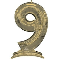 Giant Standing Airloonz White Gold Number 9 Fill With Air Foil Balloon 52" Tall