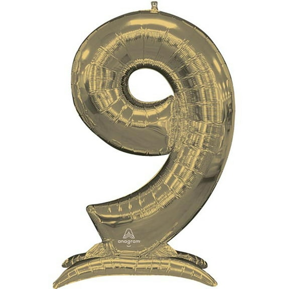 Giant Standing Airloonz White Gold Number 9 Fill With Air Foil Balloon 52" Tall