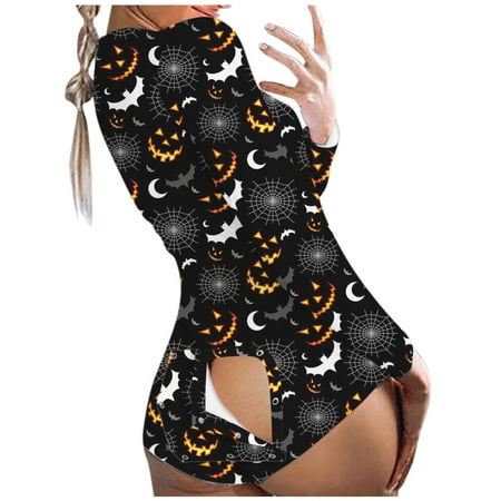 

TAIAOJING Women Onesie Pajamas ’s Deep V Printed Functional Buttoned Flap Jumpsuit Nightgown Supersoft Pajamas Slim Warm Loungewear Party Family