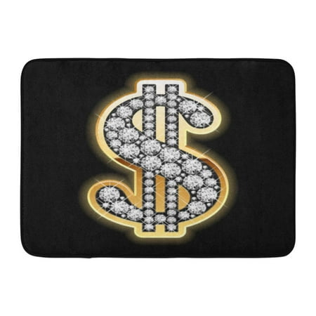 KDAGR Sign Bling Dollar Symbol in Diamonds Gold Blink Jewel Wealthy Money Doormat Floor Rug Bath Mat 23.6x15.7 inch