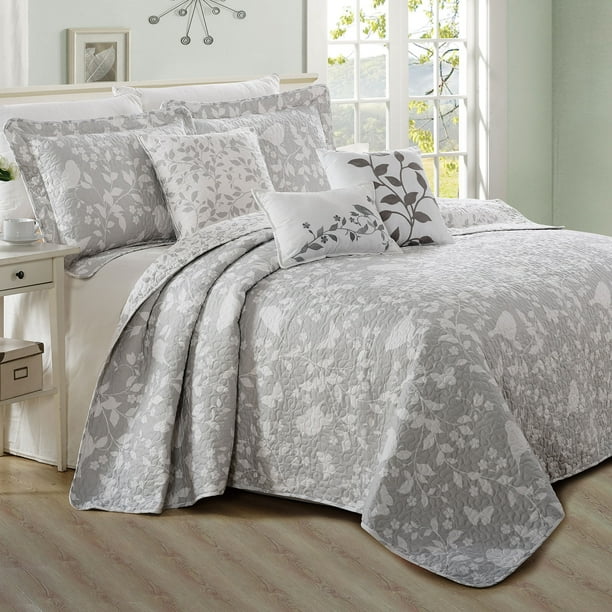 Home Soft Things 6 Piece Printed Microfiber Quilt Bedspread Set