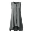thumbnail image 4 of Women's Solid Color Round Neck Sleeveless Button Mini Dress for Summer Casual, 4 of 8