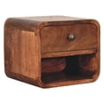 thumbnail image 3 of JERFIT Solid Wood Floating Nightstand, Wall Mount Bedside Table with Drawer & Open Shelf, Honey Caramel Brown Mango Wood, 3 of 10
