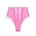 thumbnail image 6 of iEFiEL Womens Latex Panties Underwear Glossy Lace-up Zipper Crotch Bottoms for Nightclub Raves Party Pink S, 6 of 7