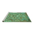 thumbnail image 2 of Ahgly Company Machine Washable Indoor Round Southwestern Turquoise Blue Country Area Rugs, 6' Round, 2 of 4