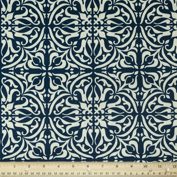 Waverly Inspirations 100% Cotton Duck 45" Width Tile Navy Color Sewing Fabric by the Yard