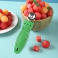 thumbnail image 4 of Cuchillo para rebanar de sandía Acero inoxidable Dos en uno Divisor y cortador de sandía | Juego de herramientas de frutas multifuncionales con cucharas de pala | Diseño apilable que ahorra espacio, 4 of 5