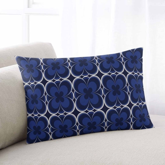Navy Blue Boho Standard Pillow Covers, Farmhouse Abstract Floral Aesthetic Soft Throw Pillow Cases with Invisible Zipper, Decorative Pillowcase Pillows Protectors for Sofa Bed Chair 20"x26"