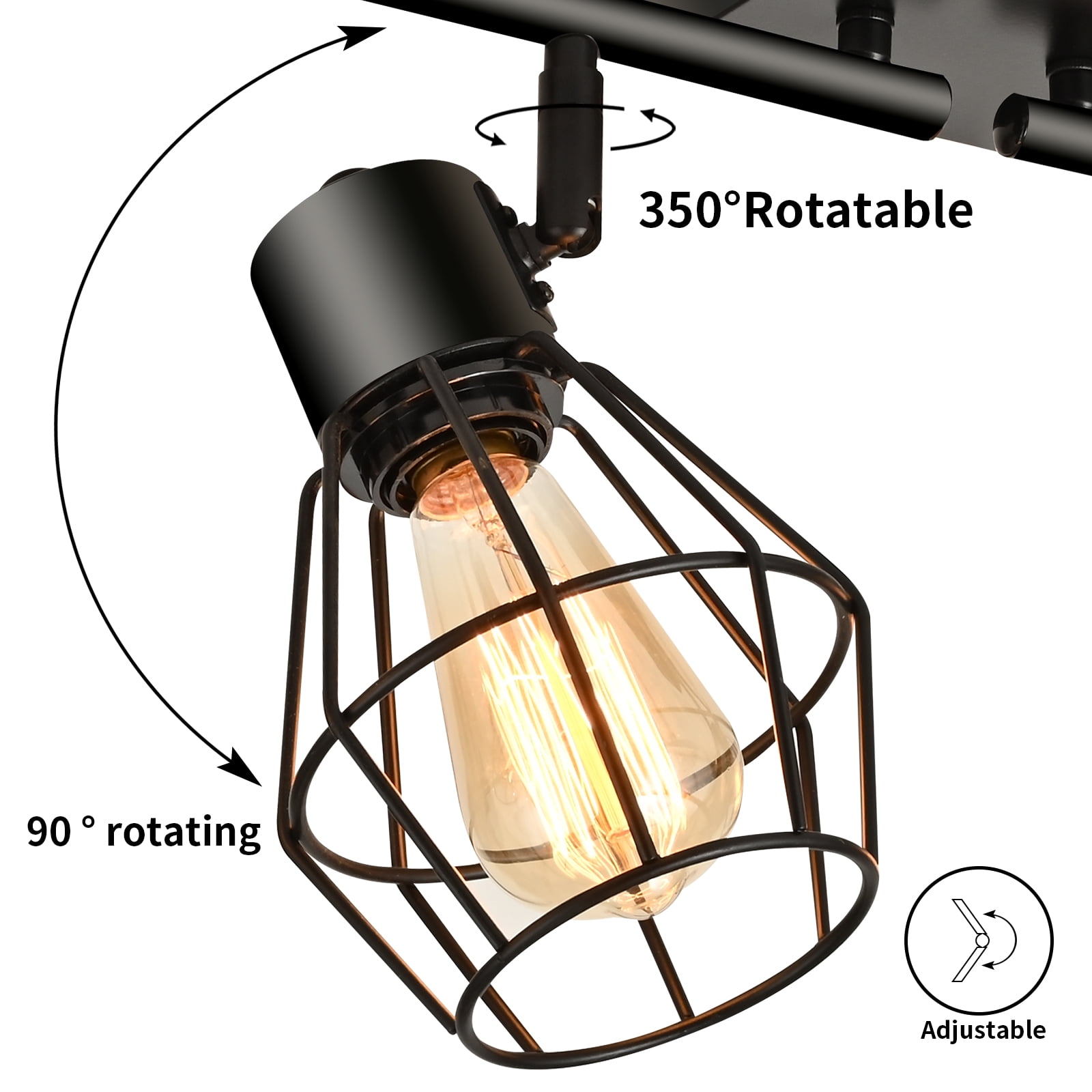 17.5" Dimmable 4-Light Black Flush Mount Lights