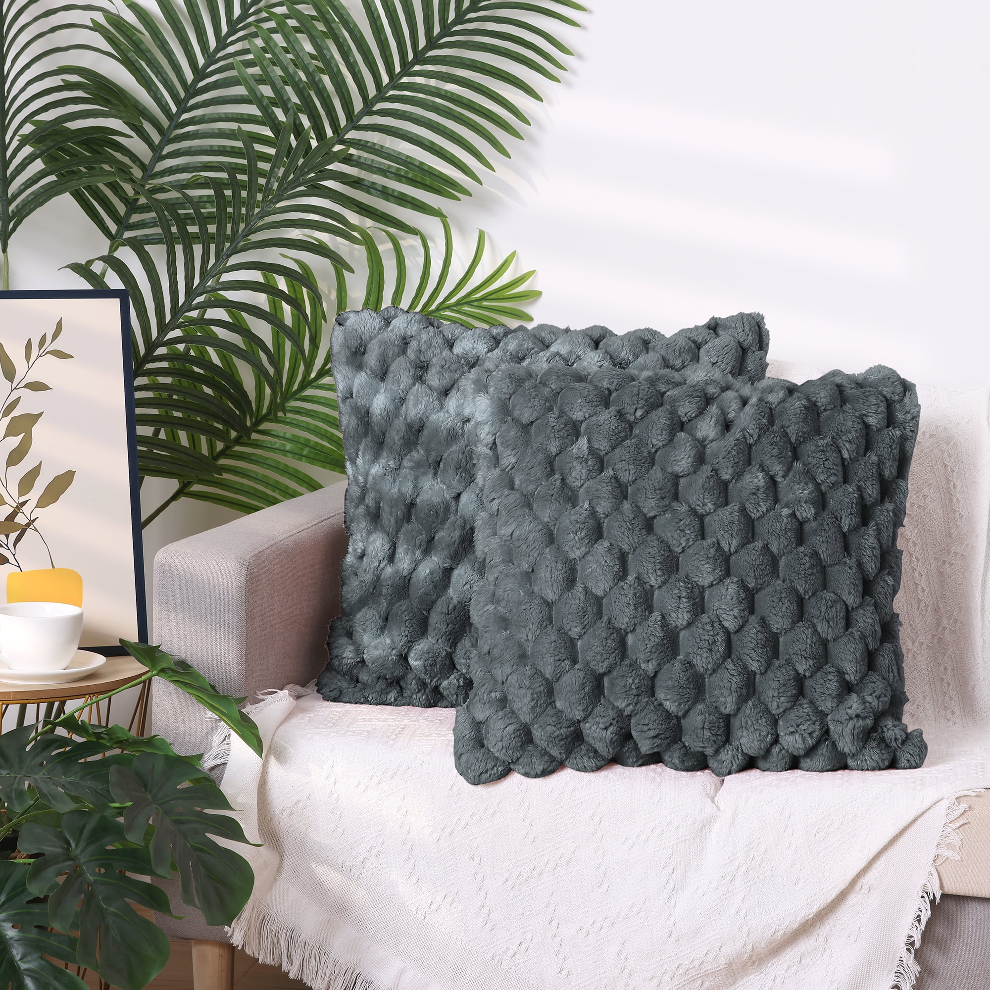Unique Bargains 4 Pcs Throw Pillow Covers Cushion 16" x 16" Gray/Grey