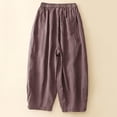 thumbnail image 4 of Womens Linen Wide Leg Palazzo Pants Casual Drawstring Elastic Waist Summer Beach Travel Vacation Harem Pants with Pockets, 4 of 4